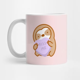 Cute Valentine Kiss Me Candy Heart Sloth Mug